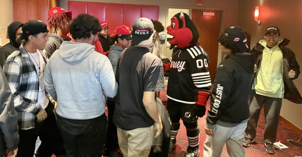 Oasis Boys Club Meets New Jersey Devils Mascot