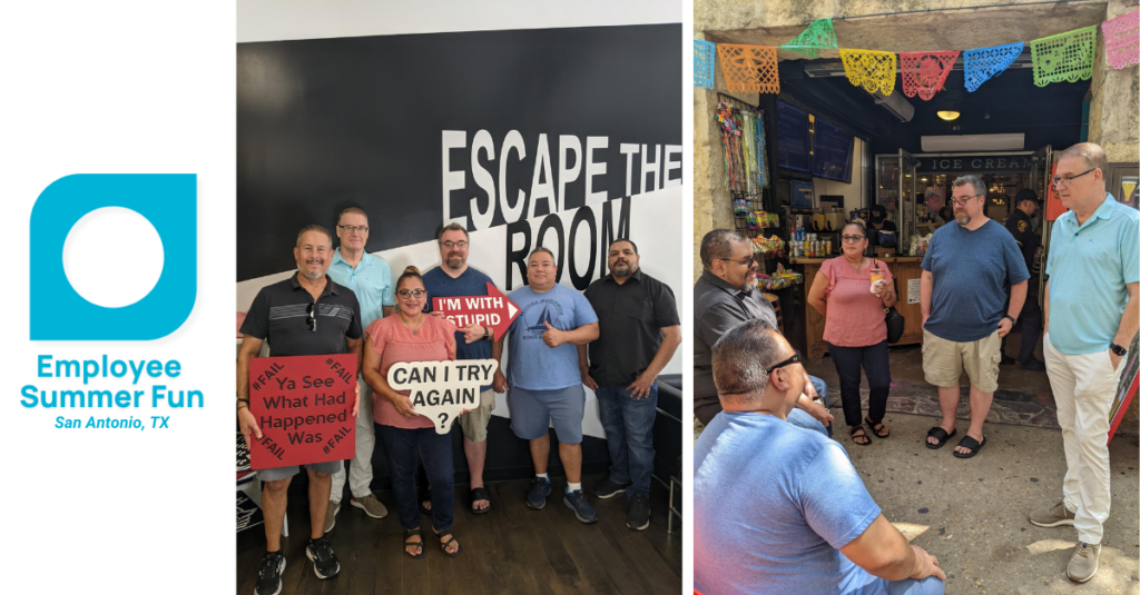 The RingSquared San Antonio team, solving an escape room