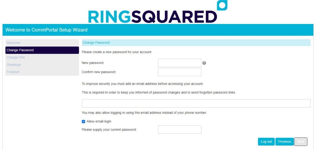 RingSquared - Set New Password