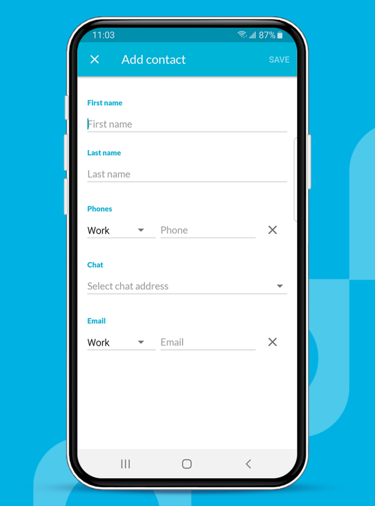 RingSquared Mobile App: Create New Contact