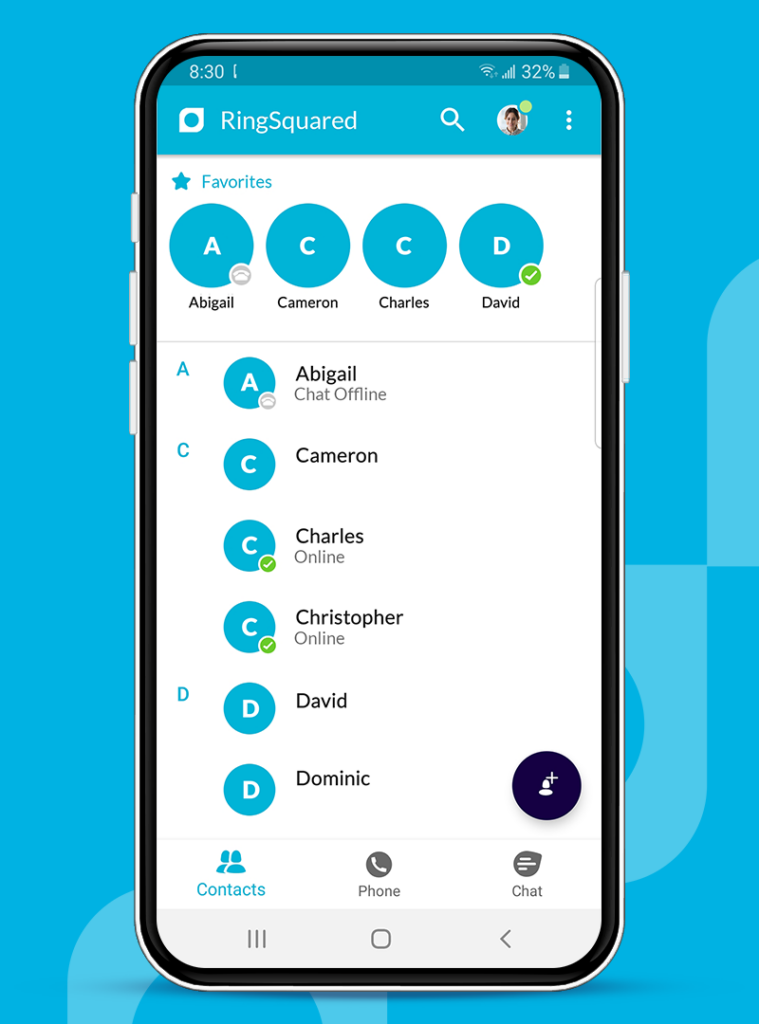 RingSquared Mobile App: Favorite Contacts