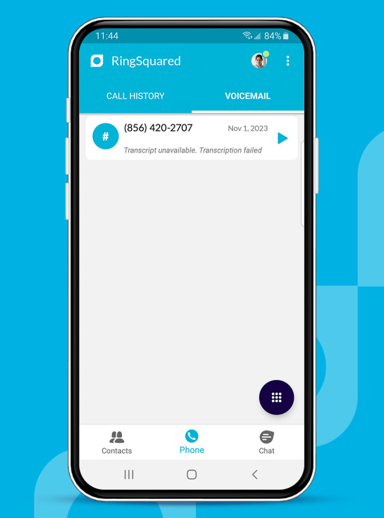 RingSquared Mobile App: Voicemail Box